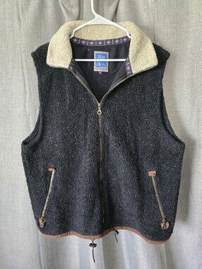 Vtg Alf Fleece Vest Mens Size XL Black Full Zip Made In USA